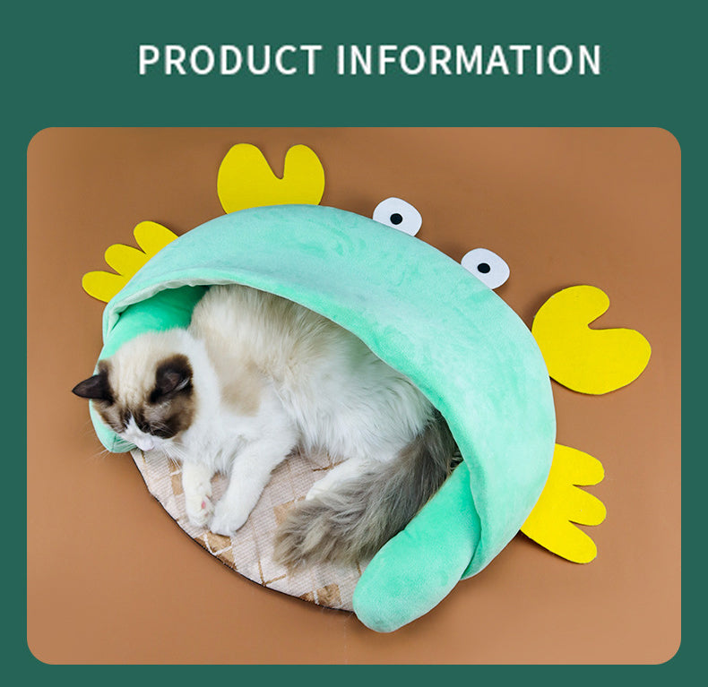Cute Cat Nest Basket Plush Pet House Beds Summer Cooling Mat Puppy