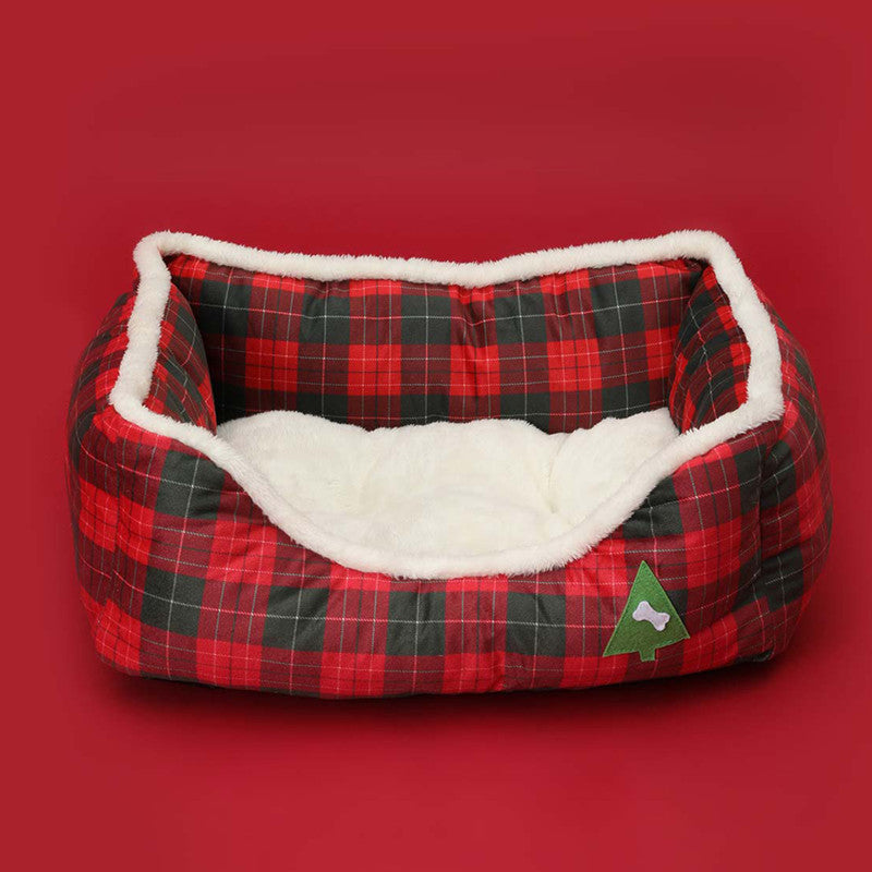 Animals Christmas Sofa Dog Beds Waterproof Bottom Soft Pure Cotton Warm Bed For Dog Xmas Soft Pet Bed CatRemovable Bed Winter